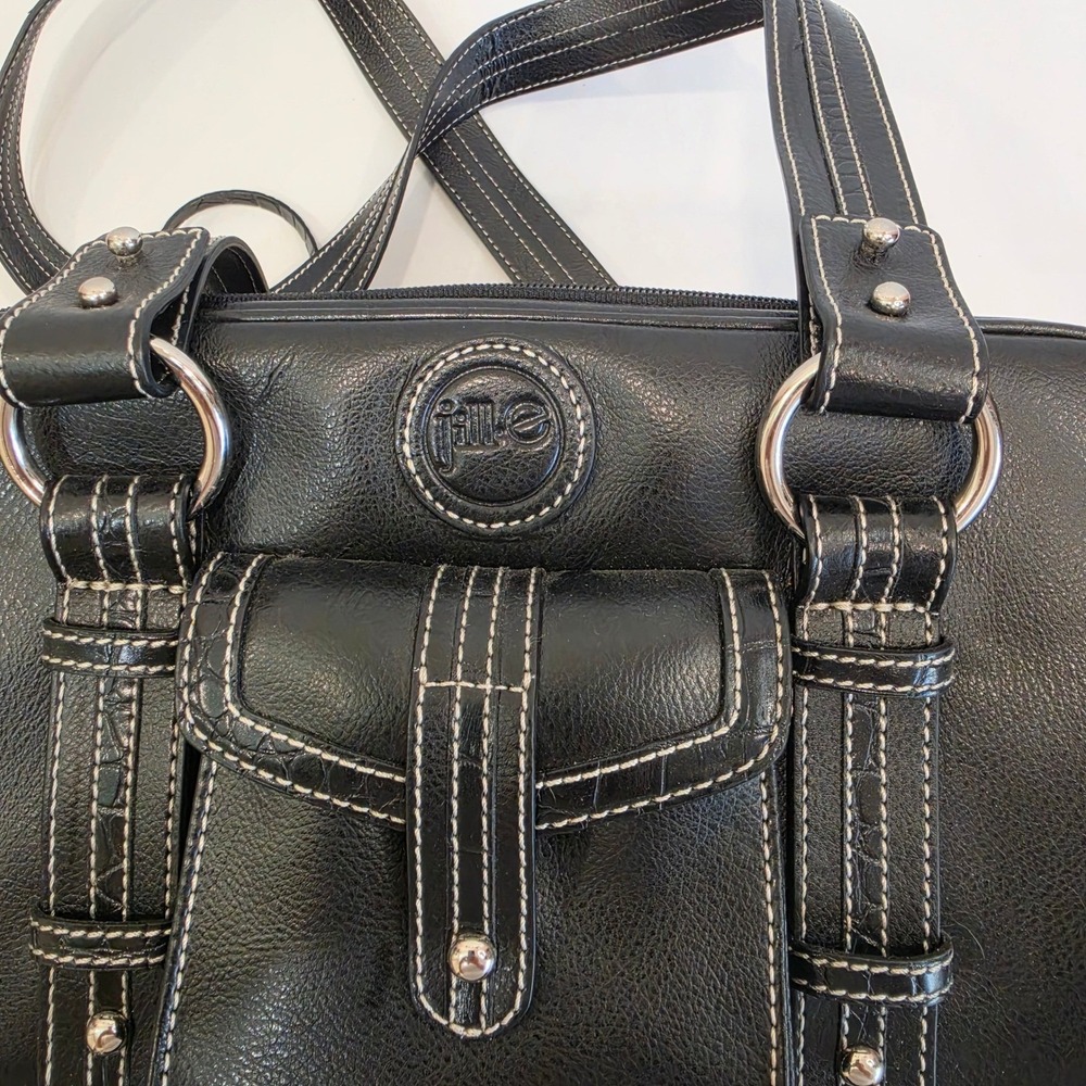 Jill-e Black Croc Embossed Padded Camera Bag with Shoulder Strap and Pouch